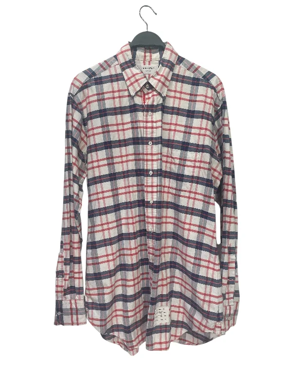 THOM BROWNE. NEW YORK/LS Shirt/5/Cotton/WHT/Plaid/WHT/NVY/RED PLAID L/S