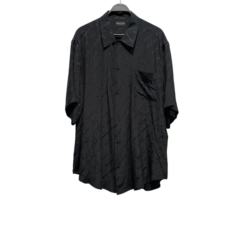 BALENCIAGA/SS Shirt/L/Silk/BLK/BALENCIAGA BUTTON UP