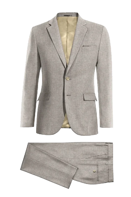 Beige Gray Slim Fit 2 piece 2-Button Suit