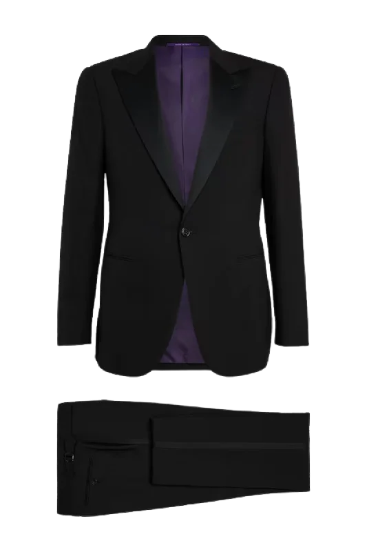 Black Regular fit 2-Piece 1 Button Suit