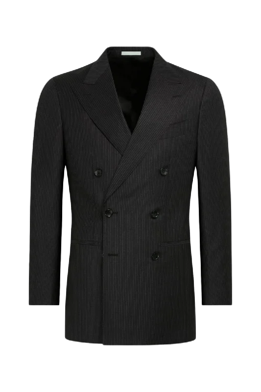 Black Stripe Wool Double Breasted Suit