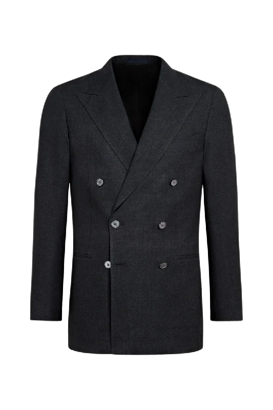 Black Wool Double Breasted 2-Piece Suit