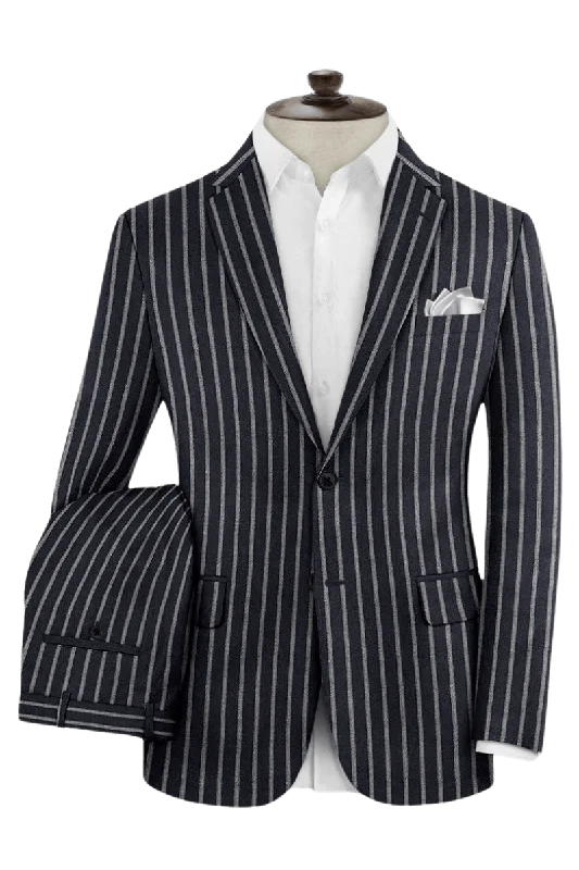 Blue Stripe Cotton Single Vent Suit