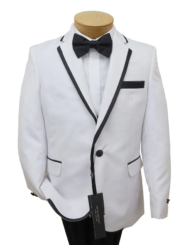 Leo & Zachary 34448 Boy's Skinny Fit Tuxedo - White Jacket with Black Pant