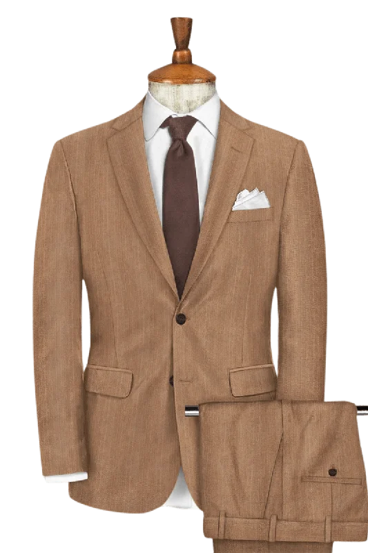 Brown Herringbone Wool Suit