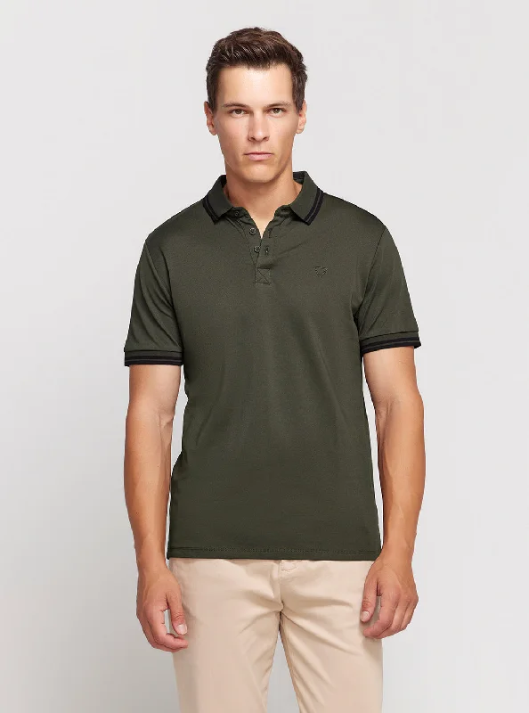 Brown Short Sleeve Pique Polo Shirt