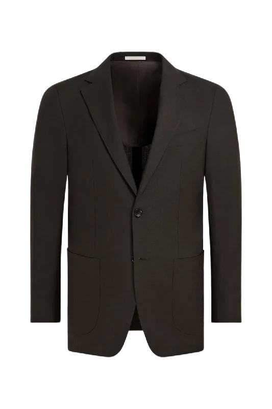 Brown Wool Single Breasted 3-Piece Suit