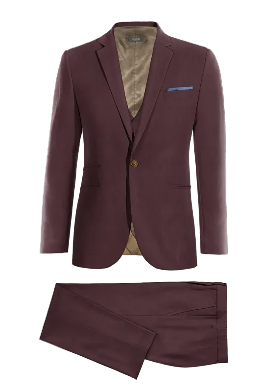 Burgundy Red Slim fit 3 piece 1-Button Suit