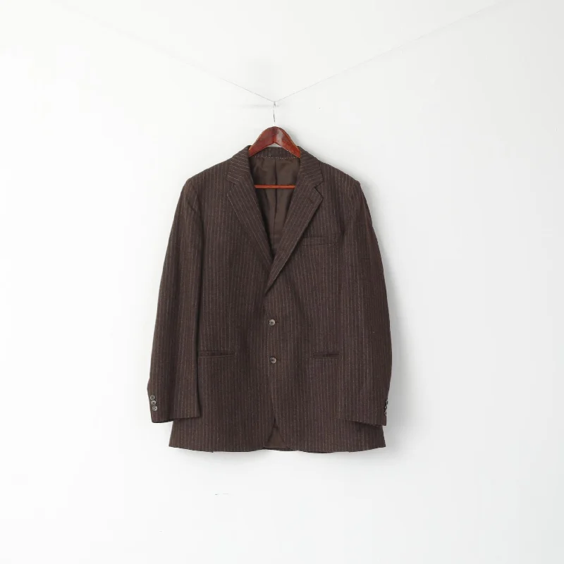 Centaur Men 44 Blazer Brown Striped British Drummond New Wool Single Breasted Jacket