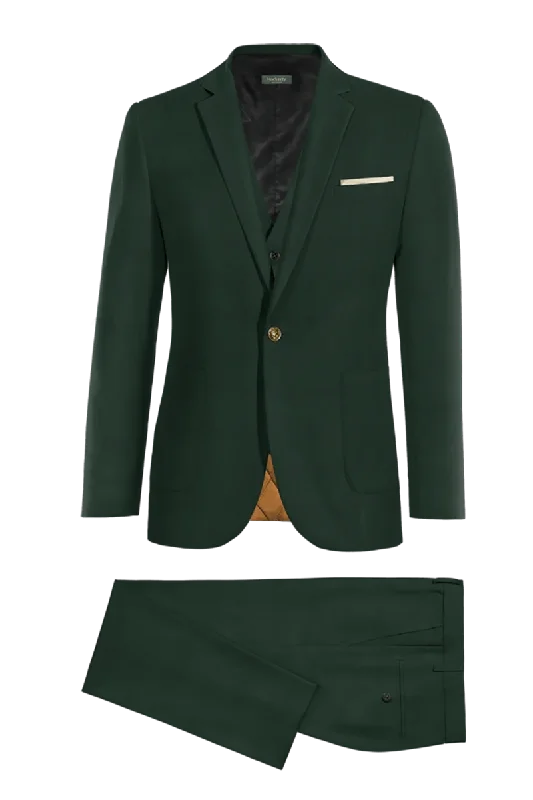 Dark Green Slim fit 3 piece 1-Button Suit