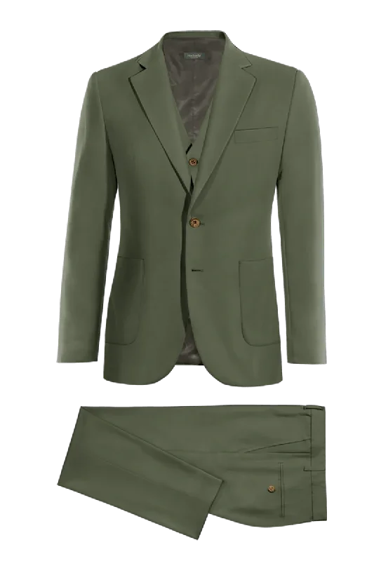 Dark Green Slim fit 3 piece 2-Button Suit