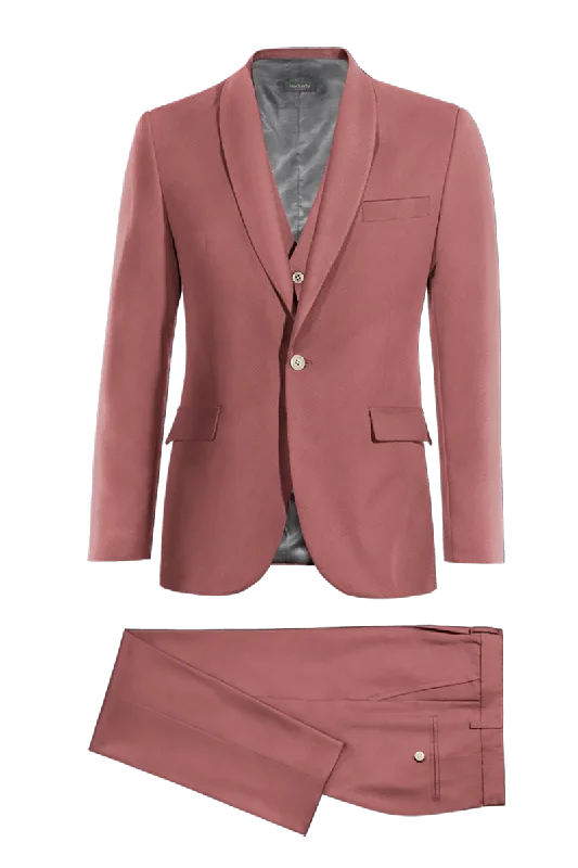 Dark Pink Slim fit 3 piece 1-Button Suit