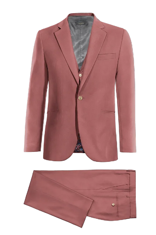 Dark Pink Slim fit 3 piece 1-Button Suit