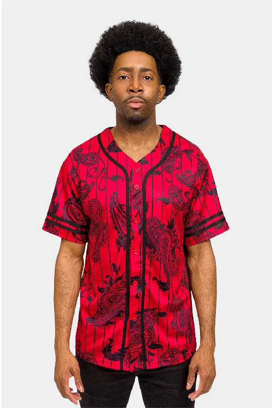 Essential Pinstripe Bandana Paisley Baseball Jersey