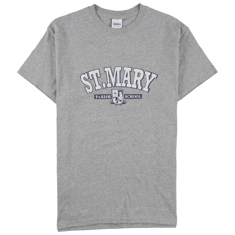 Gildan Mens St. Mary Parish School Graphic T-Shirt, Grey, Medium