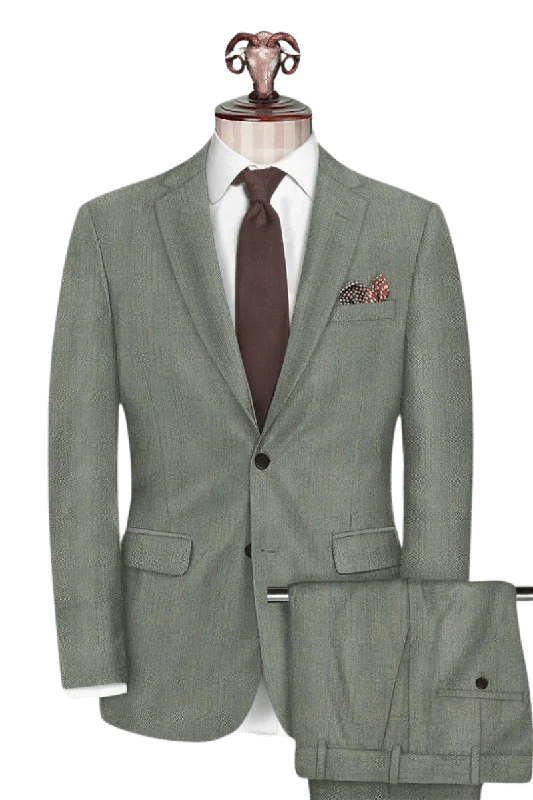 Green Herringbone Wool Suit