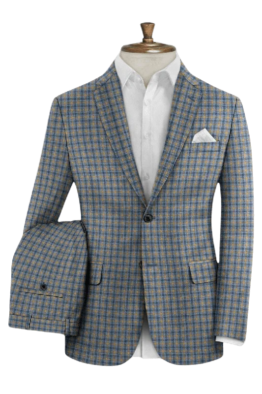 Grey Plaid Wool Lightweight 3-Piece Suit