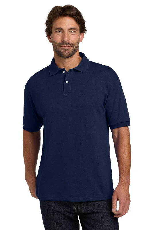 Hanes Mens EcoSmart Short Sleeve Polo Shirt - Navy Blue