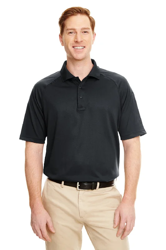 Harriton Mens Advantage Tactical Moisture Wicking Short Sleeve Polo Shirt - Black