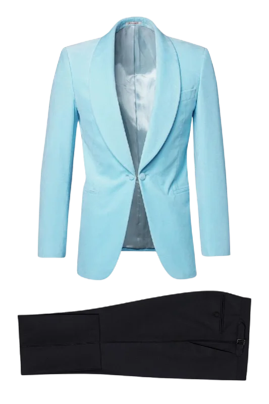 Ice Blue&Black Slack 2 piece 1-Button Suit