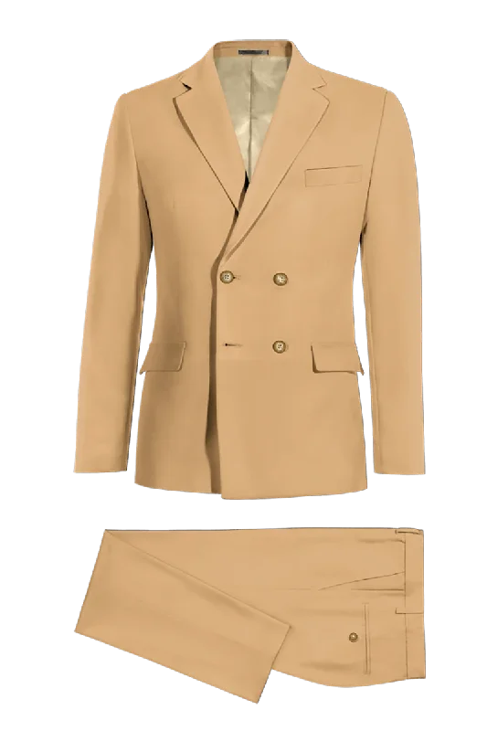 Light Brown Slim fit 2 piece Double Breasted Suit