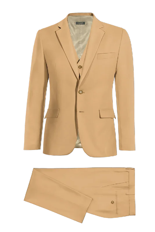 Light Brown Slim fit 3 piece 2-Button Suit