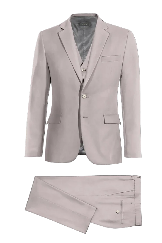 Light Gray  Slim fit 3 piece 2-Button Suit