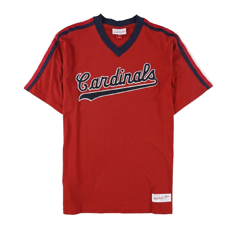 Mitchell & Ness Mens Cardinals V-Neck Embellished T-Shirt