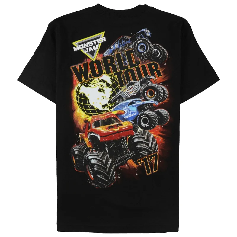 Monster Jam Mens World Tour Graphic T-Shirt, Black, Small