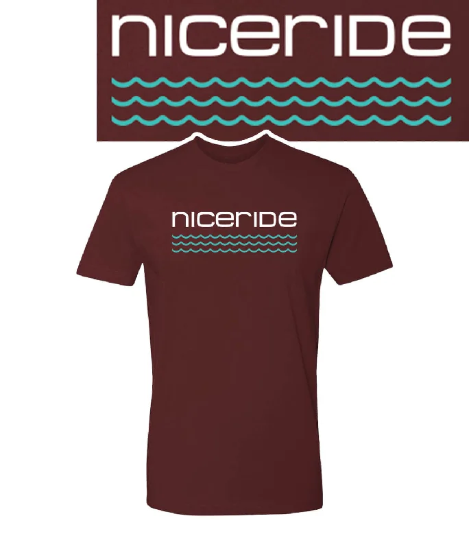 On The Water - Maroon NICERIDE Men's 100% Cotton Short Sleeve T-Shirt With White Or Tan Logo