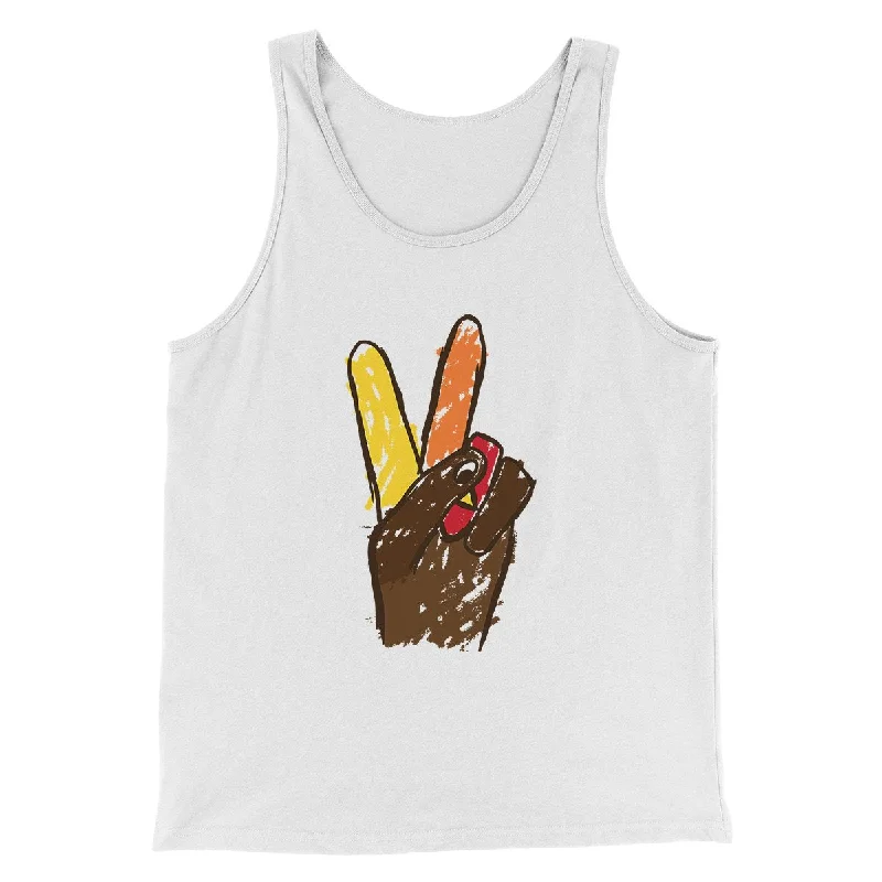 Peace Sign Hand Turkey Funny Thanksgiving Men/Unisex Tank Top