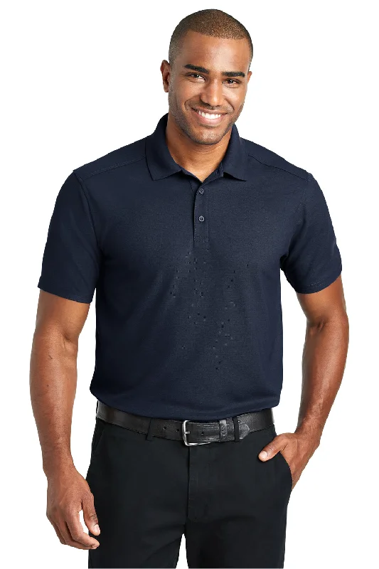 Port Authority Mens EZPerformance Moisture Wicking Short Sleeve Polo Shirt - Navy Blue