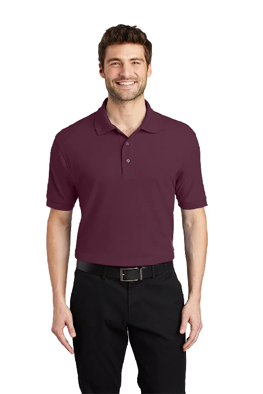 Port Authority Mens Silk Touch Wrinkle Resistant Short Sleeve Polo Shirt - Maroon