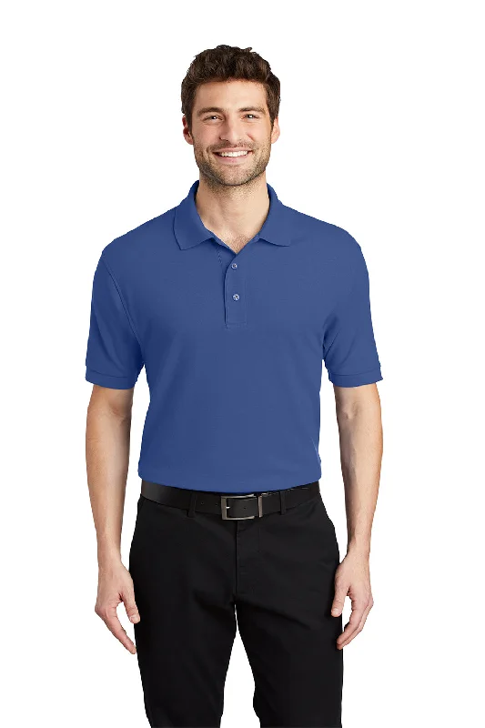 Port Authority Mens Silk Touch Wrinkle Resistant Short Sleeve Polo Shirt - Mediterranean Blue