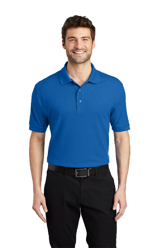 Port Authority Mens Silk Touch Wrinkle Resistant Short Sleeve Polo Shirt - Strong Blue