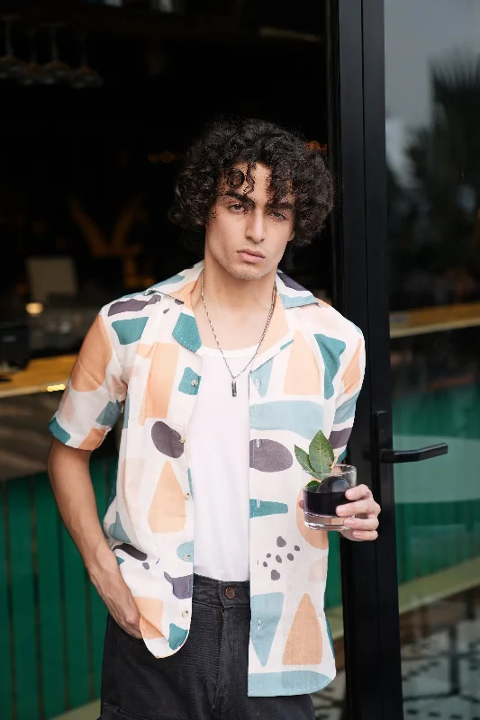 Premium Geometric Print Linen Shirt