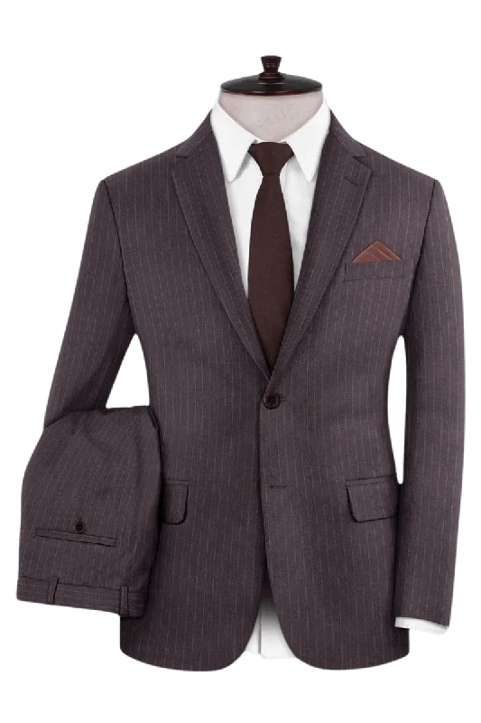 Purple Pinstripe Wool Notch Lapel Suit