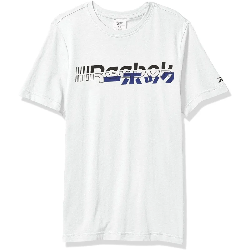 Reebok Mens MYT SS Logo Graphic T-Shirt, White, Small