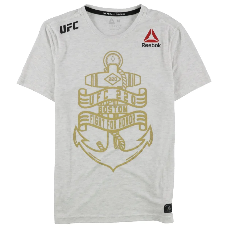 Reebok Mens UFC 220 Boston Fight For Honor Graphic T-Shirt, Grey, Small