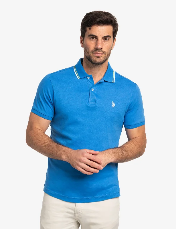 SLIM FIT TIPPED INTERLOCK POLO SHIRT