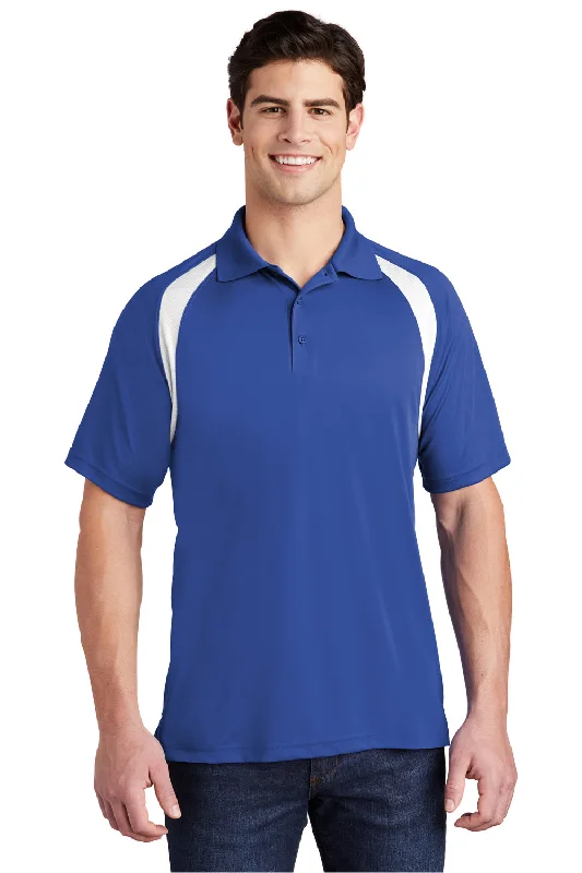 Sport-Tek Mens Dry Zone Moisture Wicking Short Sleeve Polo Shirt - True Royal Blue/White