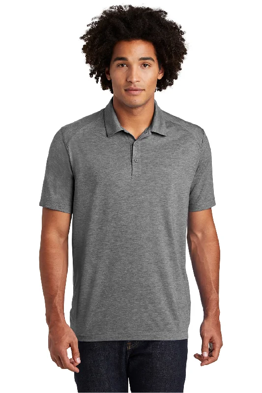 Sport-Tek Mens Moisture Wicking Short Sleeve Polo Shirt - Heather Dark Grey