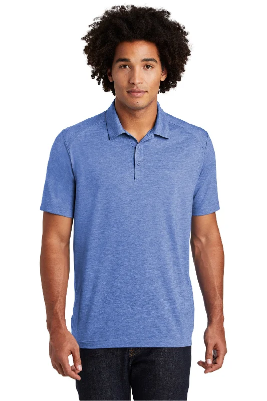 Sport-Tek Mens Moisture Wicking Short Sleeve Polo Shirt - Heather True Royal Blue