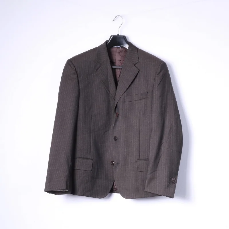 Stuvard - Mooise Angelico Men 40 Blazer Brown Vintage Super 100 Striped Italy Jacket