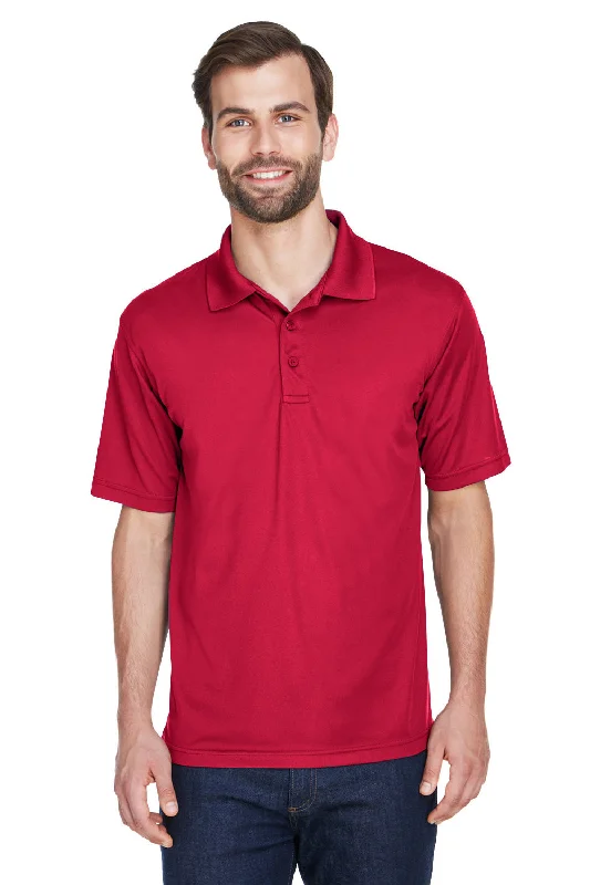 UltraClub Mens Cool & Dry Moisture Wicking Short Sleeve Polo Shirt - Cardinal Red