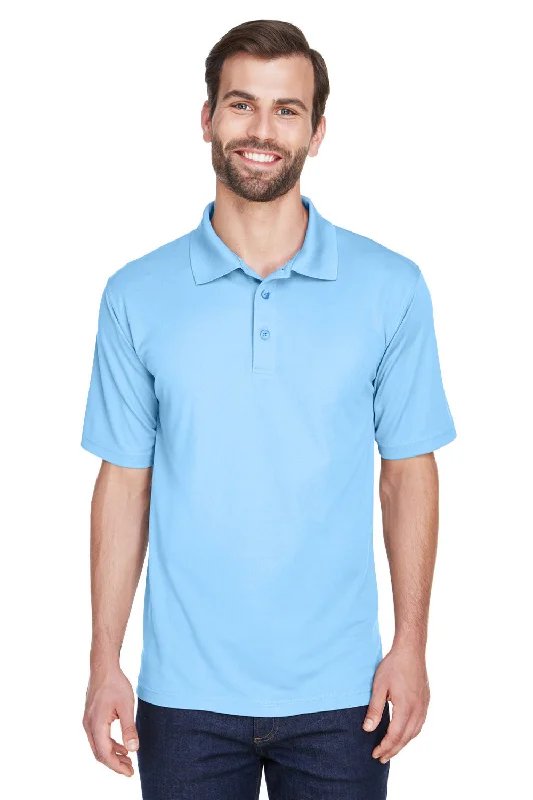 UltraClub Mens Cool & Dry Moisture Wicking Short Sleeve Polo Shirt - Columbia Blue