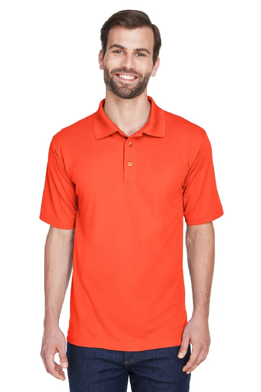 UltraClub Mens Cool & Dry Moisture Wicking Short Sleeve Polo Shirt - Orange