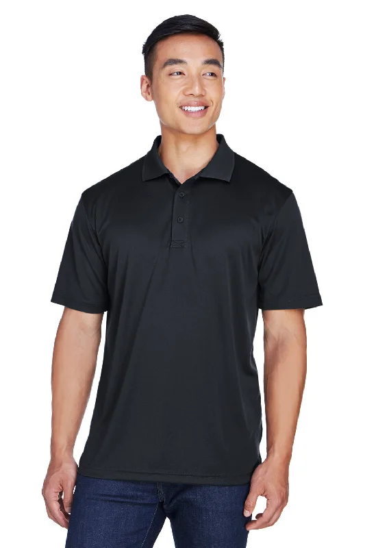 UltraClub Mens Cool & Dry Moisture Wicking Short Sleeve Polo Shirt - Black