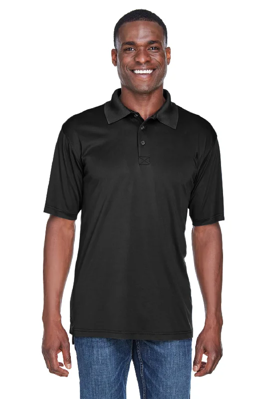 UltraClub Mens Cool & Dry Performance Moisture Wicking Short Sleeve Polo Shirt - Black