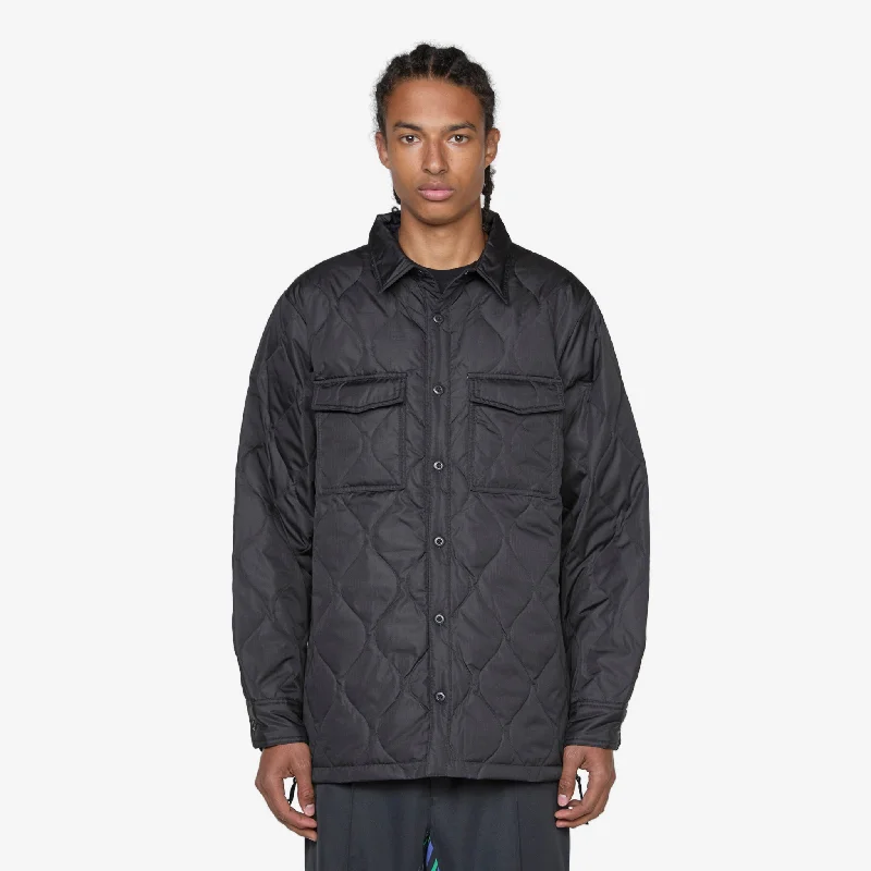 Monochrome Sleek Military Down Shirt Black